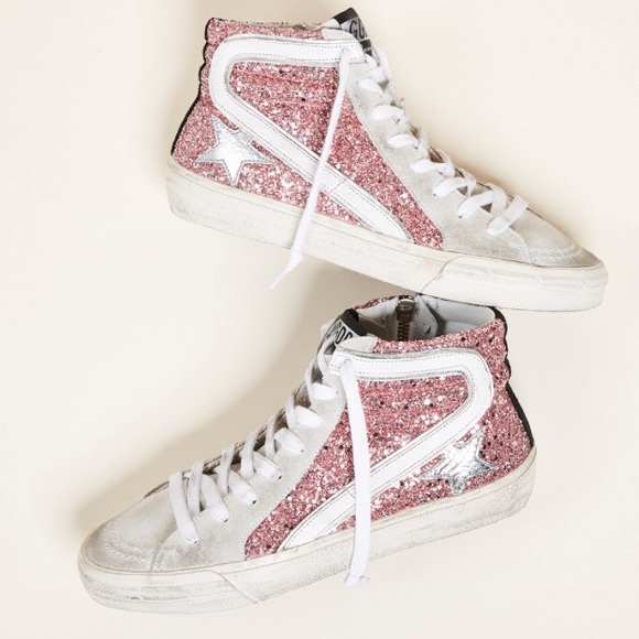 pink golden goose high tops